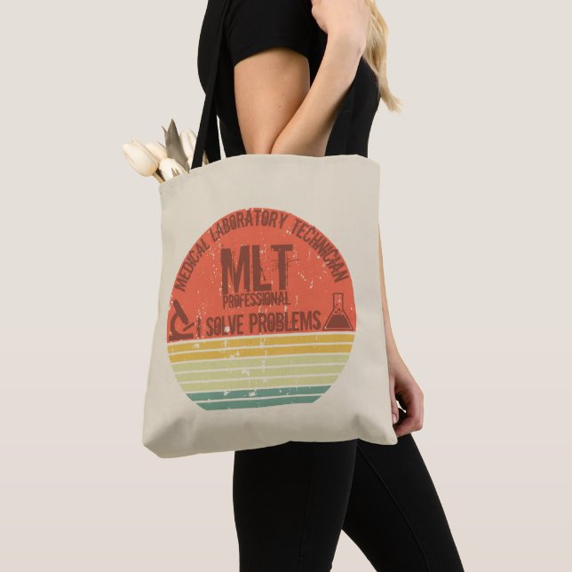 Tote Bag Drôle laboratoire médical technique mlt coucher de (De près)