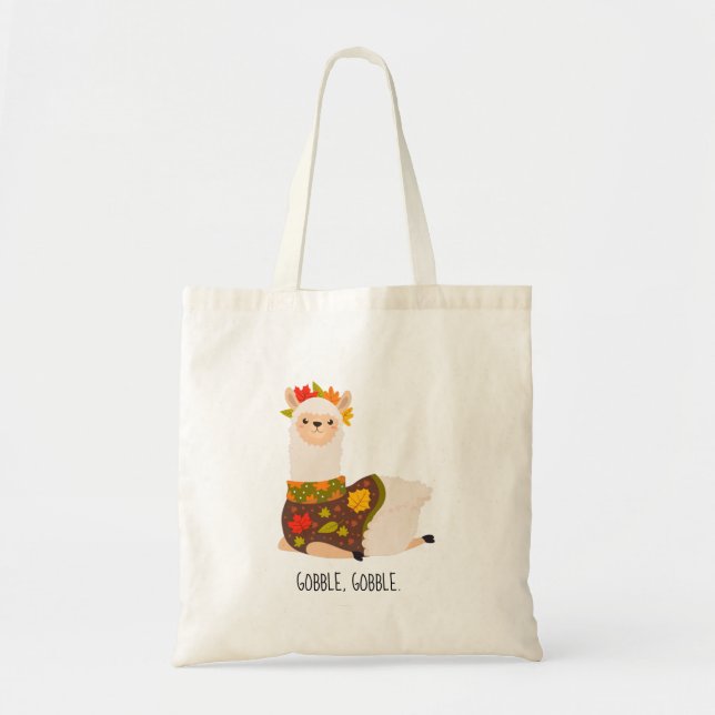 Tote Bag Drôle Llama Turquie Thanksgiving (Devant)