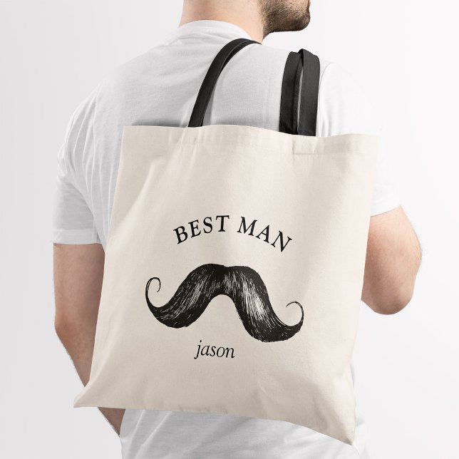 Tote Bag Drôle meilleur homme Mariage de moustache (Créateur téléchargé)