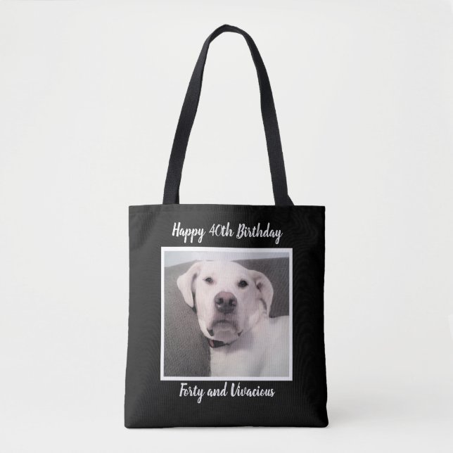 Tote Bag Drôle mignon Grumpy Chien blanc 40e anniversaire N (Devant)