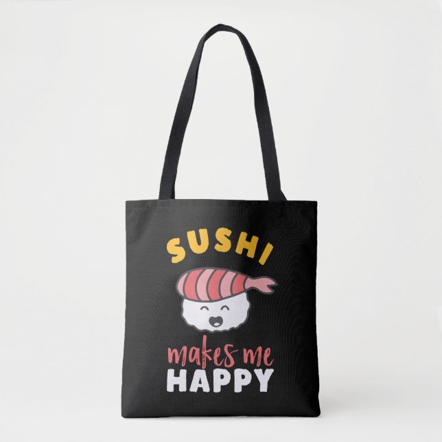 Tote Bag Drôle mignon Kawaii Sushi Japonais Amateur de nour (Devant)