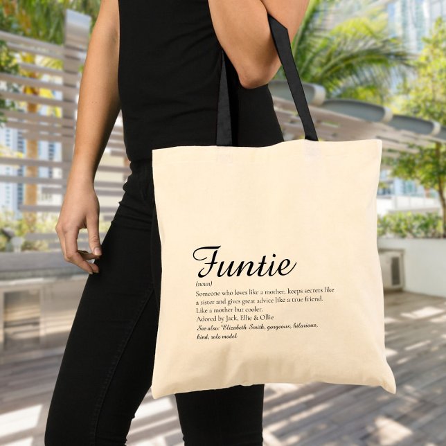 Tote Bag Drôle Moderne Cool Définition Tante Tantie (Funny Modern Cool Funtie Aunt Auntie Definition Tote Bag)