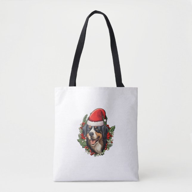 Tote Bag Drôle Noël Bernese Mountain Dog (Devant)