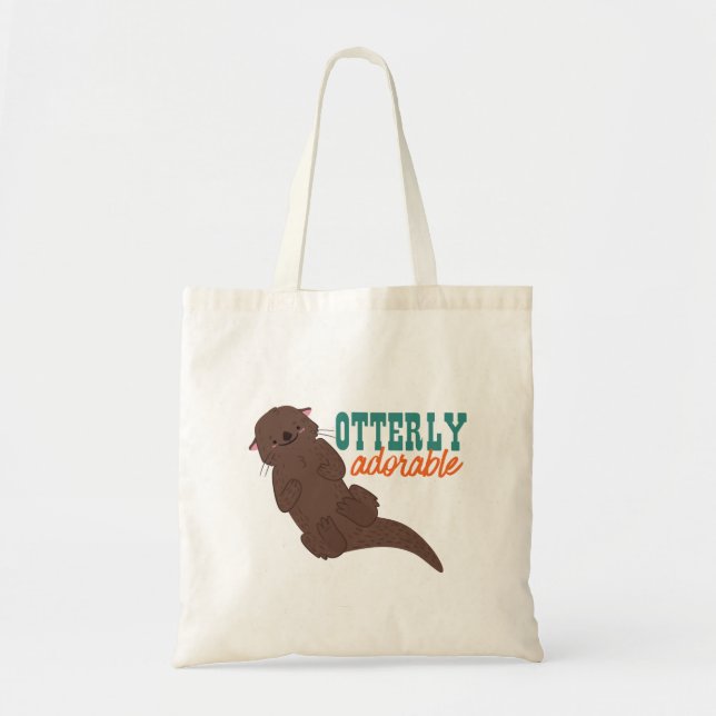 Tote Bag Drôle Otter Cartoon Animal Otterly Adorable (Devant)