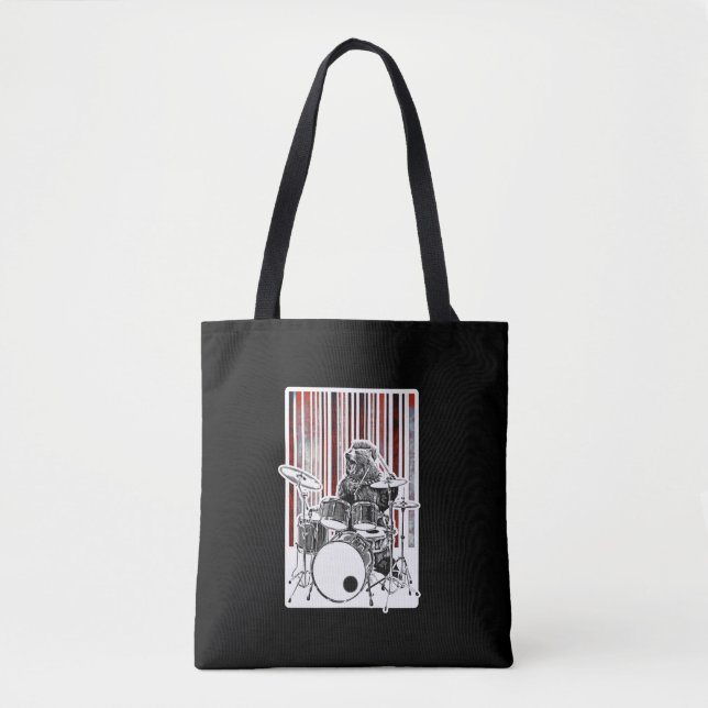 Tote Bag Drôle Ours Drummer Jouer Drum Punk Rock Drumming (Devant)