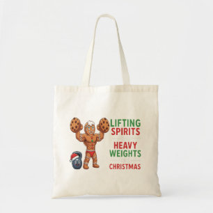 Tote Bag Drôle pain d'épices homme Lifting Weights Noël