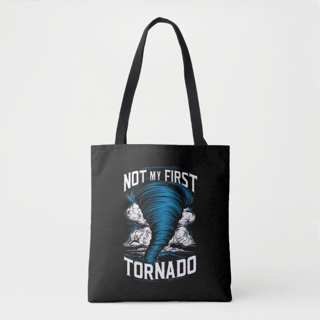 Tote Bag Drôle Pas Ma Première Tornade Rétro Chasseur D'Ora (Devant)