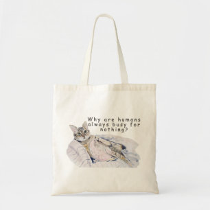 Tote Bag Drôle Peinture de chat - "Pourquoi les humains son