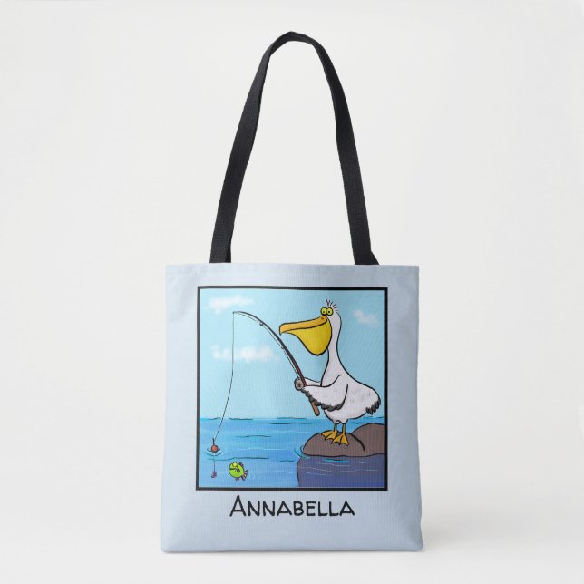 Tote Bag Drôle pélican de pêche (Devant)