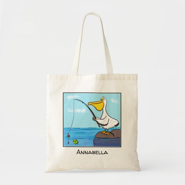 Tote Bag Drôle pélican de pêche (Devant)