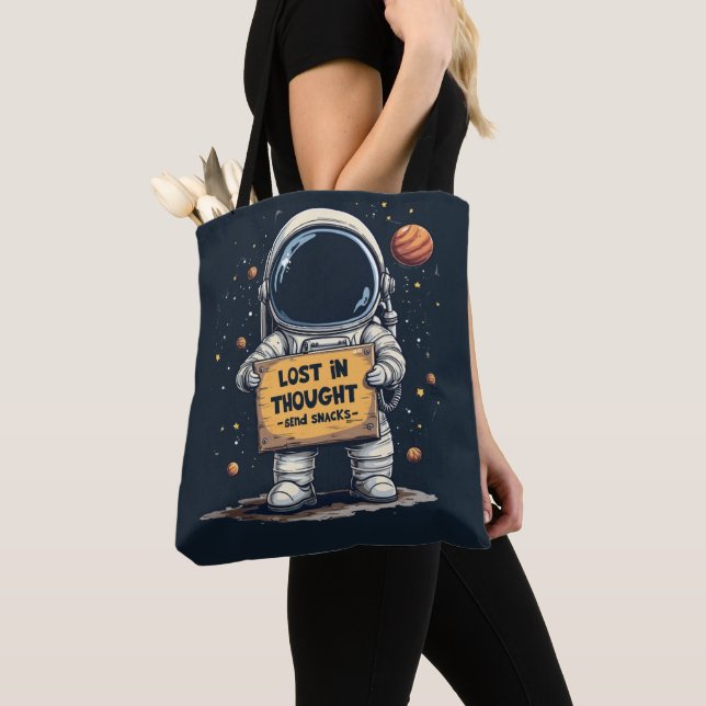 Tote Bag Drôle perdu dans la pensée astronaute l'illustrati (De près)