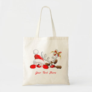 Tote Bag Drôle Père Noël et Reindeer Cartoon