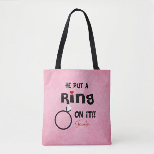 Tote Bag Drôle Personnalisé Il A Mis Une Bague Sur Elle