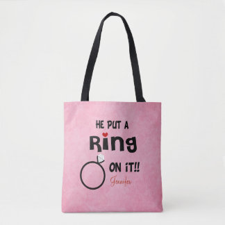 Tote Bag Drôle Personnalisé Il A Mis Une Bague Sur Elle