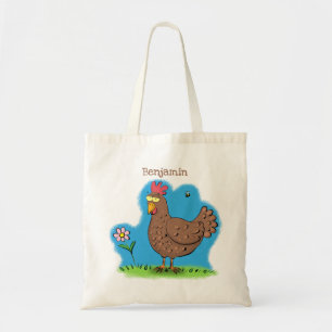 Tote Bag Drôle poulet rustique whimsical dessin animé