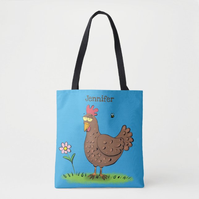 Tote Bag Drôle poulet rustique whimsical dessin animé (Devant)