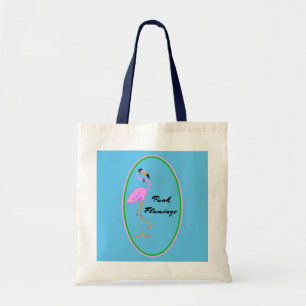 Tote Bag Drôle Punk Flamant rose rose sur Turquoise