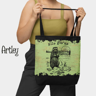 Tote Bag Drôle Raton Britannique Manger Garbage Campfire
