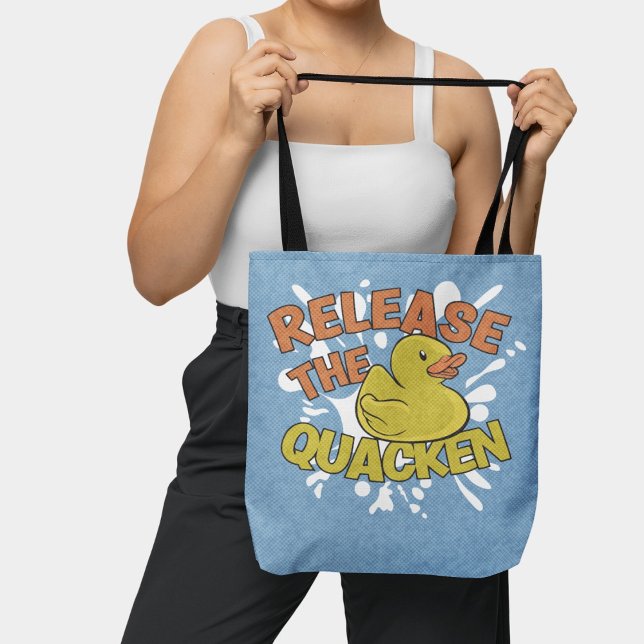 Tote Bag Drôle Retro Canard en caoutchouc Pun animal (Créateur téléchargé)