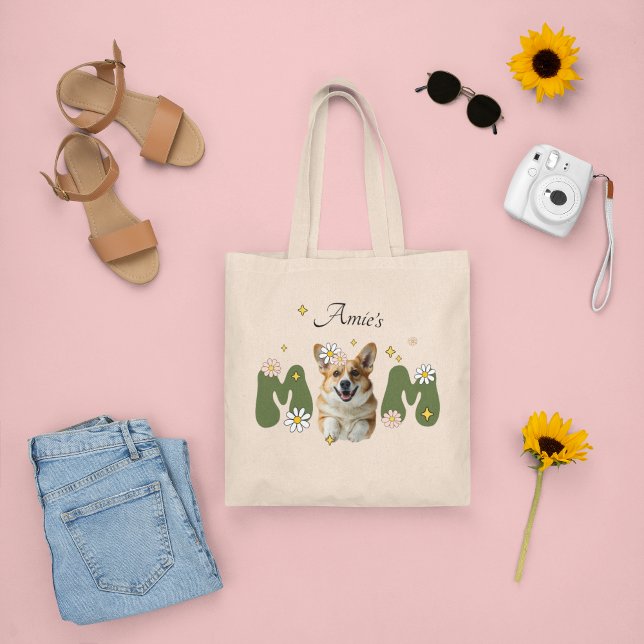 Tote Bag Drôle rétro mignon Chien chiot Corgi mama devant (Créateur téléchargé)