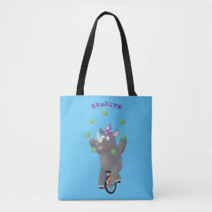 Tote Bag Drôle rhinocéros mignon jonglant sur monocycle