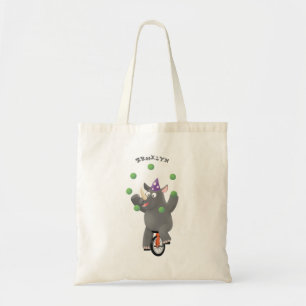 Tote Bag Drôle rhinocéros mignon jonglant sur monocycle