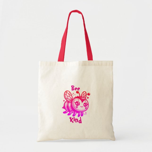 Tote Bag Drôle rose et rouge BEE TYPE (Devant)