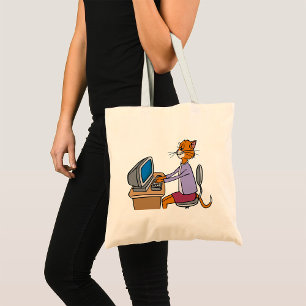 Tote Bag Drôle Secrétaire Cat Cartoon Office Humour
