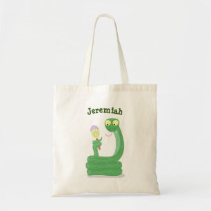 Tote Bag Drôle serpent vert avec caricature maraca