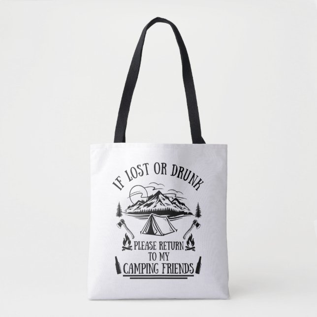 Tote Bag Drôle slogan camper camping à boire des paroles (Devant)