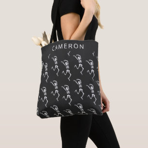 Tote Bag Drôle Squelette Noir Blanc Personnalisé Hallowee