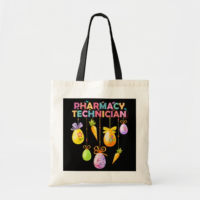 Tote Bag Drôle Technicien en pharmacie Bunny Pharmacien Hap (Devant)