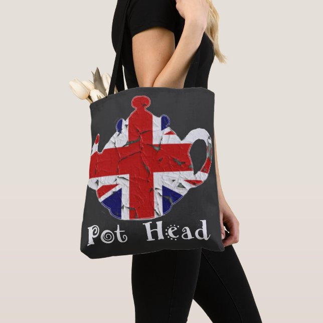 Tote Bag Drôle Tête de théière britannique détenue (De près)