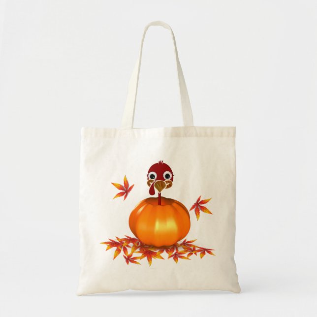 Tote Bag Drôle Thanksgiving Turquie en Citrouille - Budget  (Devant)