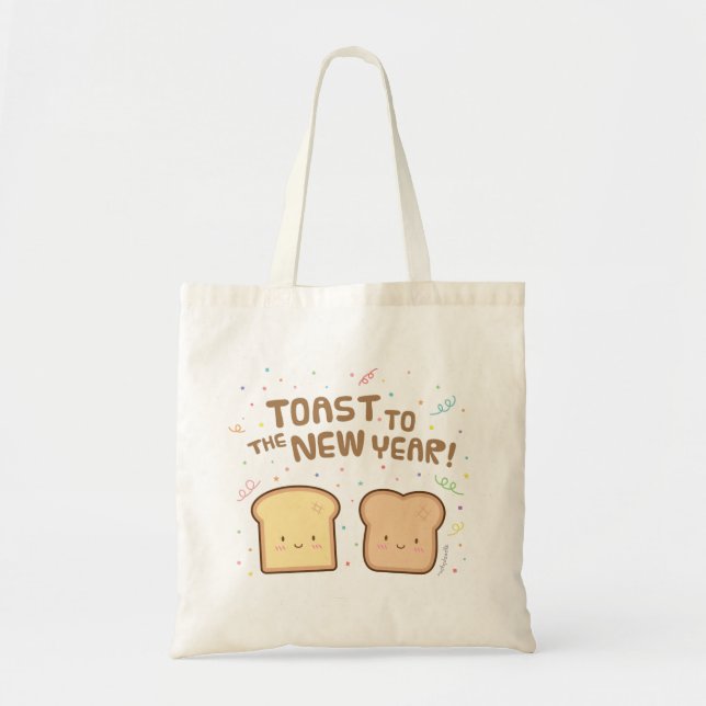 Tote Bag Drôle Toast au Nouvel An Pun mignon Pain (Devant)