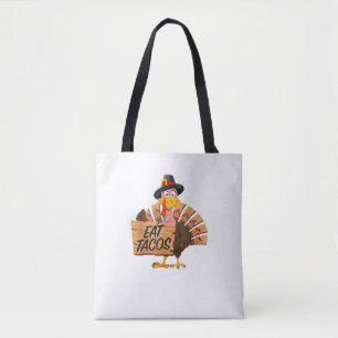 Tote Bag Drôle Turquie Thanksgiving Manger Tacos Vegan Pilg