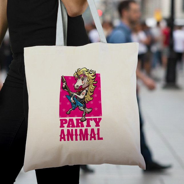 Tote Bag Drôle Unicorn Party Animal Glam Rocker Cartoon (Créateur téléchargé)