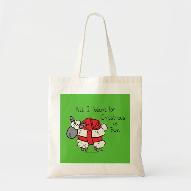 Tote Bag Drôle Vacances Mignonne Mouton de Noël Carton (Devant)