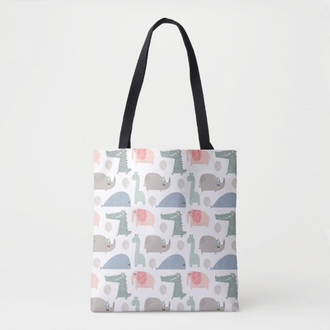 Tote Bag Drôle Visage mignon Doodle Motif animal (Devant)