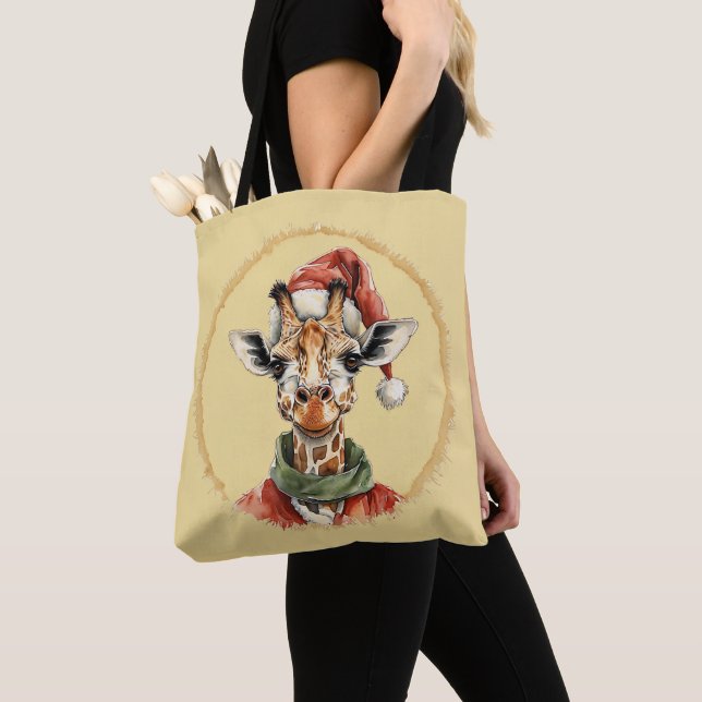 Tote Bag Drôles d'animaux: Spécial Noël - Girafe 1 (De près)