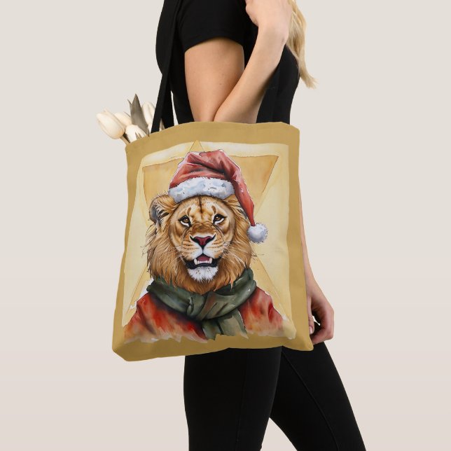 Tote Bag Drôles d'Animaux: Spécial Noël - Lion 1 (De près)