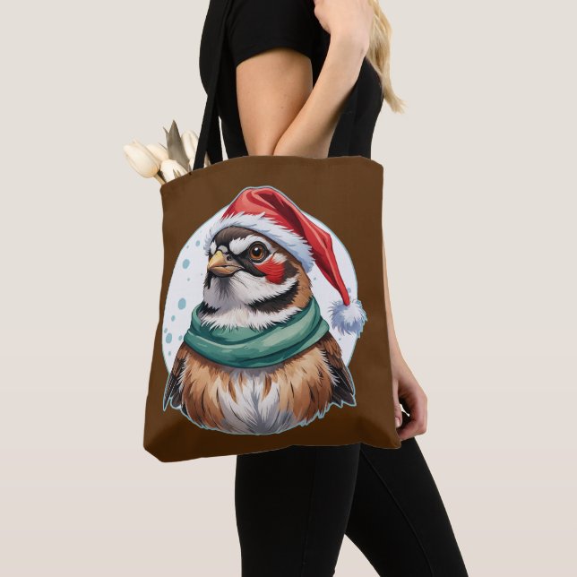 Tote Bag Drôles d'animaux: Spécial Noël - Moineau 1 (De près)