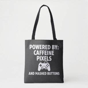 Tote Bag Drôles de pixels de caféine et de boutons écrasés 