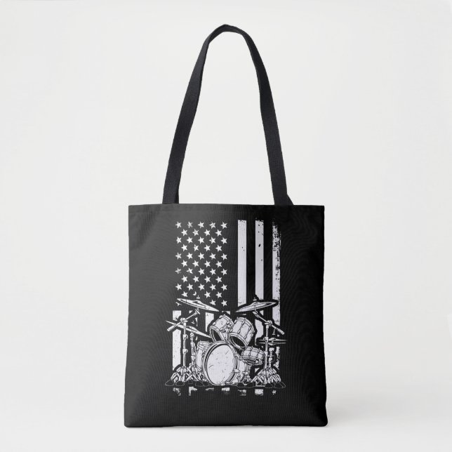 Tote Bag Drum Kit American Flag Drummer Musicien (Devant)