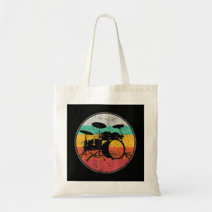 Tote Bag Drummer Band Drumset Retro Vintage
