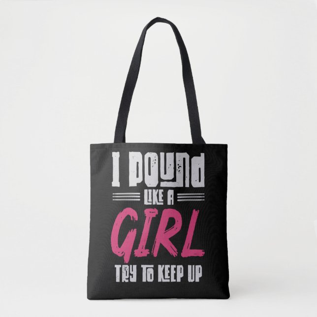Tote Bag Drummer Girl Drumset Femme Drum Musicien (Devant)