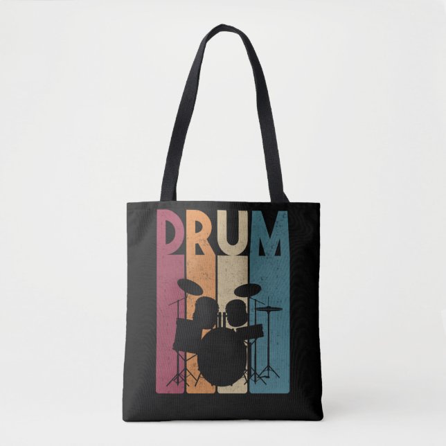 Tote Bag Drummer Vintage Rock Music Retro (Devant)