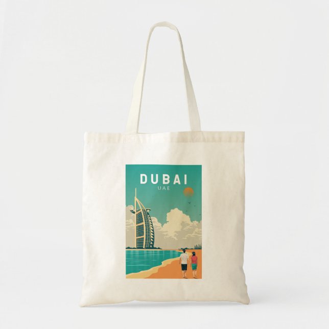 Tote Bag Dubai Émirats Arabes Unis Retro Art Voyage (Devant)