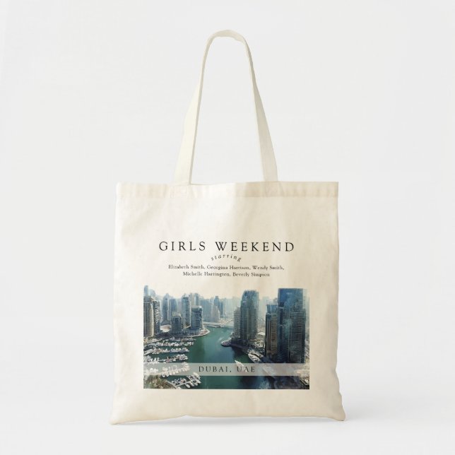 Tote Bag Dubai Skyline Watercolor Girls Weekend (Devant)
