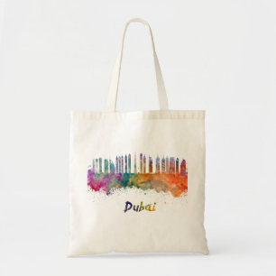 Tote Bag Dubaï V2 skyline en aquarelle